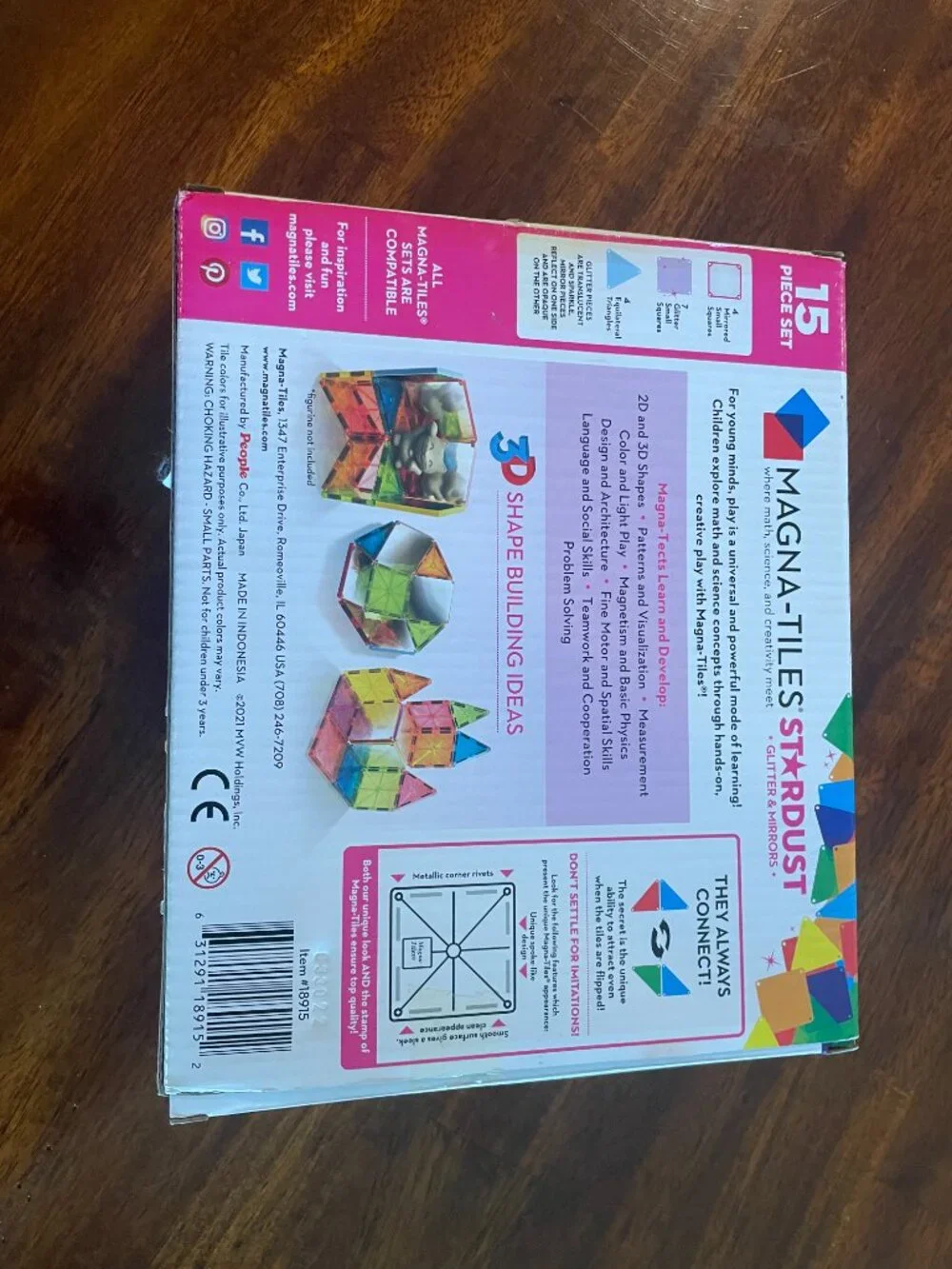 Magna-Tiles Stardust Glitter & Mirrors 15 Piece Set Ages 3+